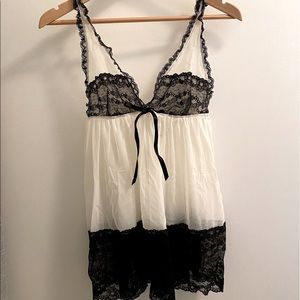 Victoria’s Secret White & Black Lace Babydoll